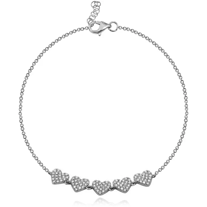 Five Pave Hearts Bracelet Alev Collection Bracelets