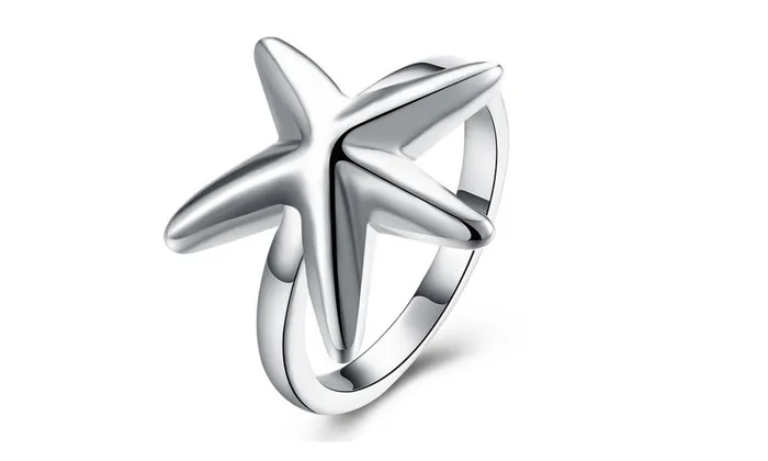 Five Star Angle Shape Silver PlatedRing 8 sparklingselections Rings