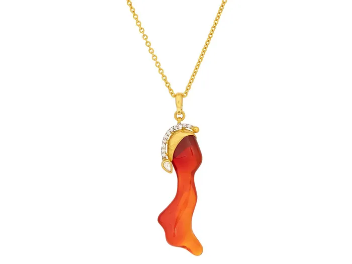GG GOLD CLR Necklaces GURHAN Rune Gold Opal Pendant Necklace 40x11mm Amorphous Diamond Accents GG GOLD CLR Necklaces GURHAN Rune Gold Opal Pendant Necklace 40x11mm Amorphous Diamond Accents