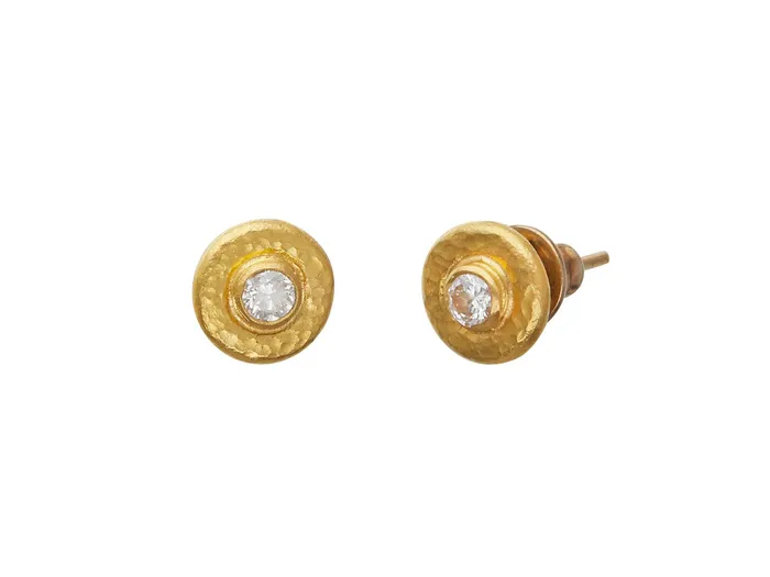 GG GOLD CLS Earrings GURHAN Droplet Gold Diamond Stud Earrings 8mm Wide on Post GG GOLD CLS Earrings GURHAN Droplet Gold Diamond Stud Earrings 8mm Wide on Post