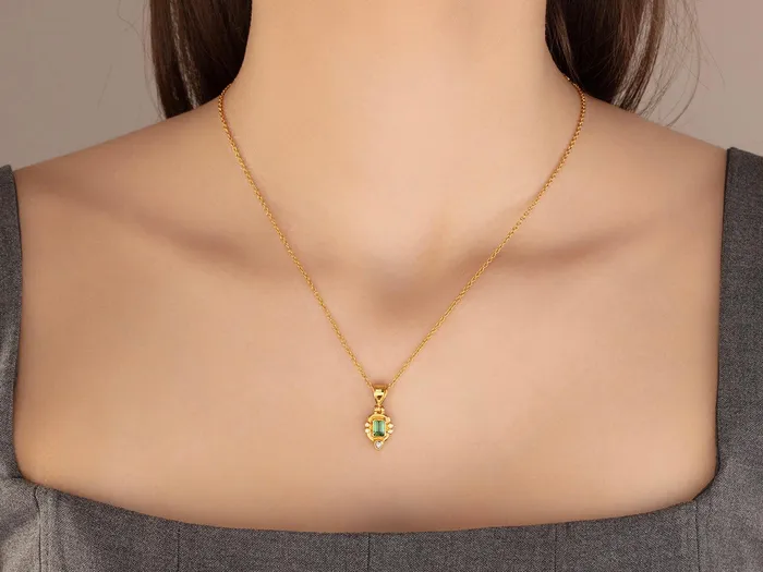 GG GOLD OOAK Necklaces GURHAN Muse Gold Tourmaline Pendant Necklace 6x5mm Rectangle set in Wide Frame GG GOLD OOAK Necklaces GURHAN Muse Gold Tourmaline Pendant Necklace 6x5mm Rectangle set in Wide Frame