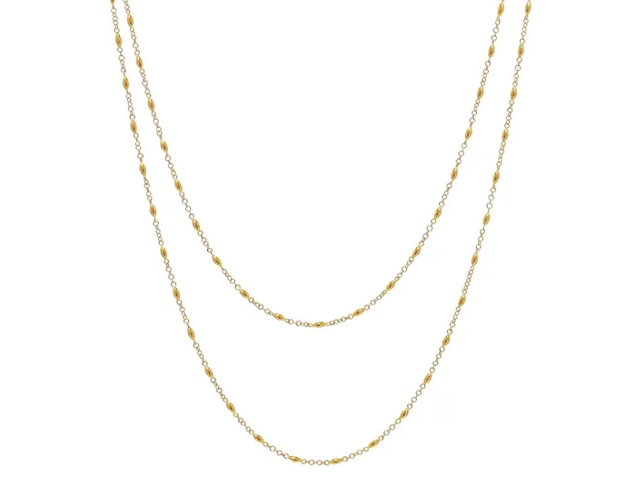 GG GOLD TRAD Necklaces GURHAN Olive Gold Station Long Necklace Mini Beads on Delicate Chain GG GOLD TRAD Necklaces GURHAN Olive Gold Station Long Necklace Mini Beads on Delicate Chain