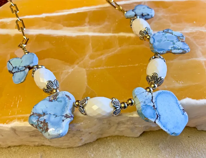 Golden Hill Turquoise White Quartz Necklace Elisa Ilana Necklaces