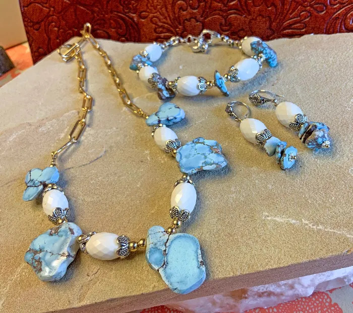 Golden Hill Turquoise White Quartz Necklace Elisa Ilana Necklaces