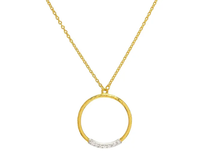 GURHAN Geo Gold Diamond Pave Pendant Necklace 20mm Open Round GG GOLD TRAD Necklaces GURHAN Geo Gold Diamond Pave Pendant Necklace 20mm Open Round GG GOLD TRAD Necklaces