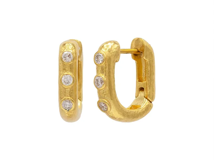 GURHAN Hoopla Gold Diamond Huggie Hoop Earrings Narrow Oval Hinged GG GOLD TRAD Earrings GURHAN Hoopla Gold Diamond Huggie Hoop Earrings Narrow Oval Hinged GG GOLD TRAD Earrings