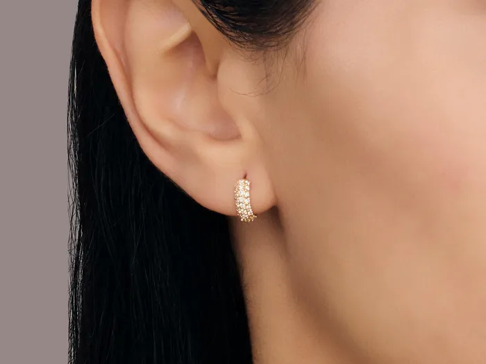 GURHAN Hoopla Gold Diamond Huggie Hoop Earrings Round with Small Pave GG GOLD NEW Earrings GURHAN Hoopla Gold Diamond Huggie Hoop Earrings Round with Small Pave GG GOLD NEW Earrings
