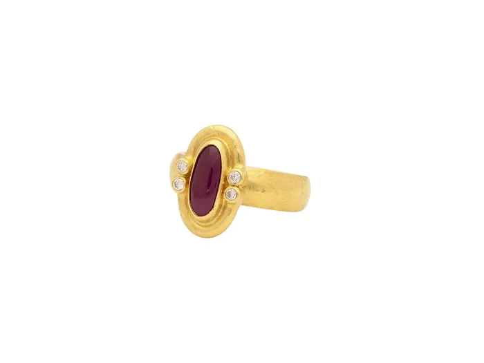 GURHAN Muse Gold Ruby Cocktail Ring 11x5mm Oval set in Wide Frame GG GOLD OOAK Rings GURHAN Muse Gold Ruby Cocktail Ring 11x5mm Oval set in Wide Frame GG GOLD OOAK Rings