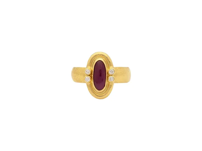 GURHAN Muse Gold Ruby Cocktail Ring 11x5mm Oval set in Wide Frame GG GOLD OOAK Rings GURHAN Muse Gold Ruby Cocktail Ring 11x5mm Oval set in Wide Frame GG GOLD OOAK Rings