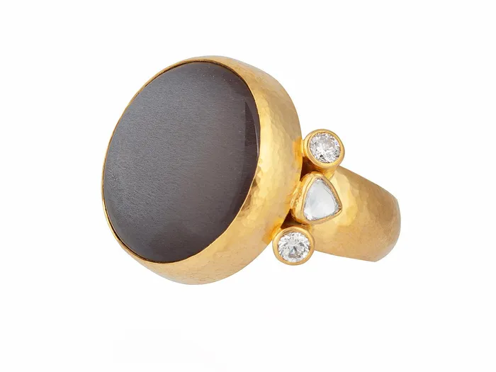 GURHAN Rune Gold Moonstone Cocktail Ring 21mm Round GG GOLD OOAK Rings