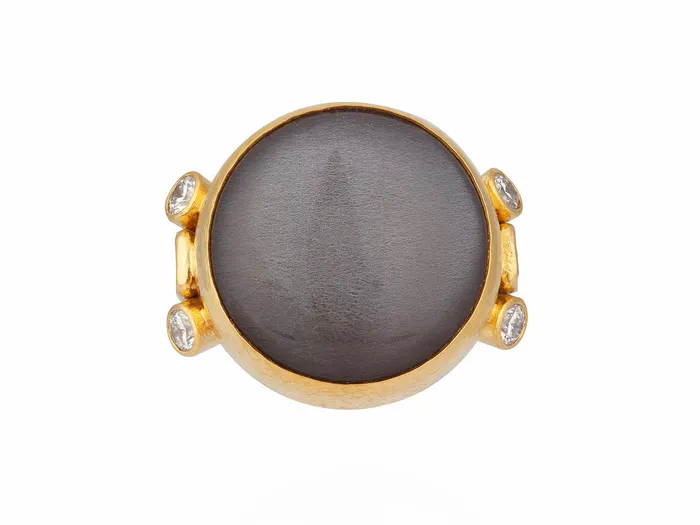 GURHAN Rune Gold Moonstone Cocktail Ring 21mm Round GG GOLD OOAK Rings
