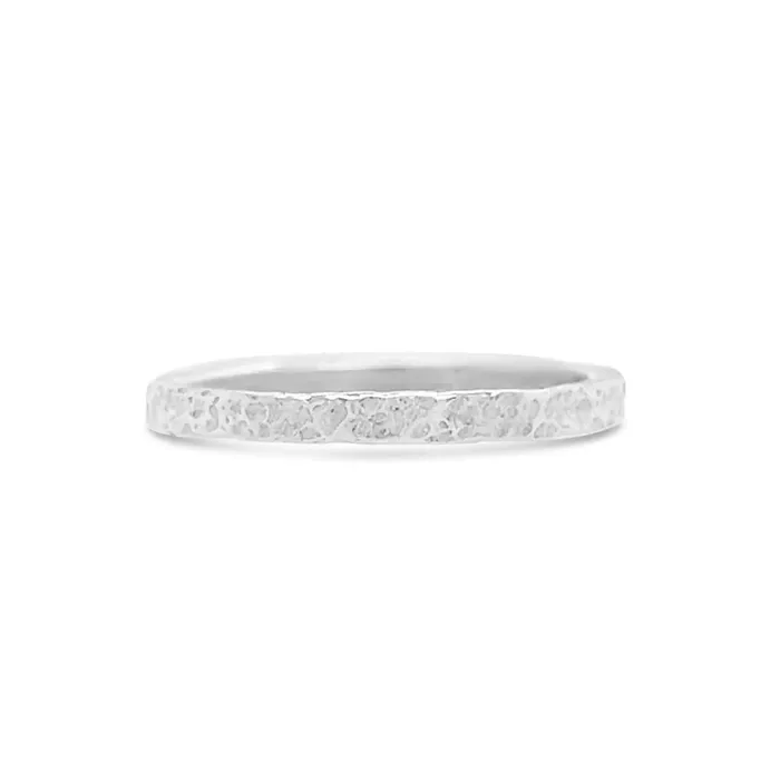 Hand Textured Stacker Wide Band in Sterling Silver Emily Amey Jewelry Rings