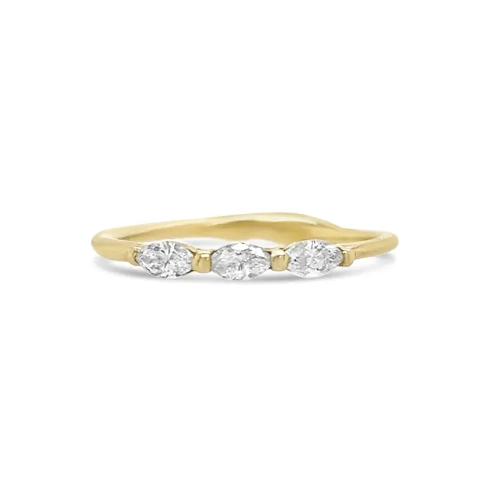 Marquis Diamond Trio Seagrass Band In 14k Gold Emily Amey Jewelry Rings