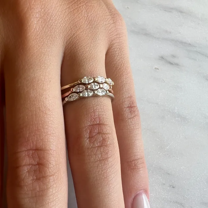 Marquis Diamond Trio Seagrass Band In 14k Gold Emily Amey Jewelry Rings