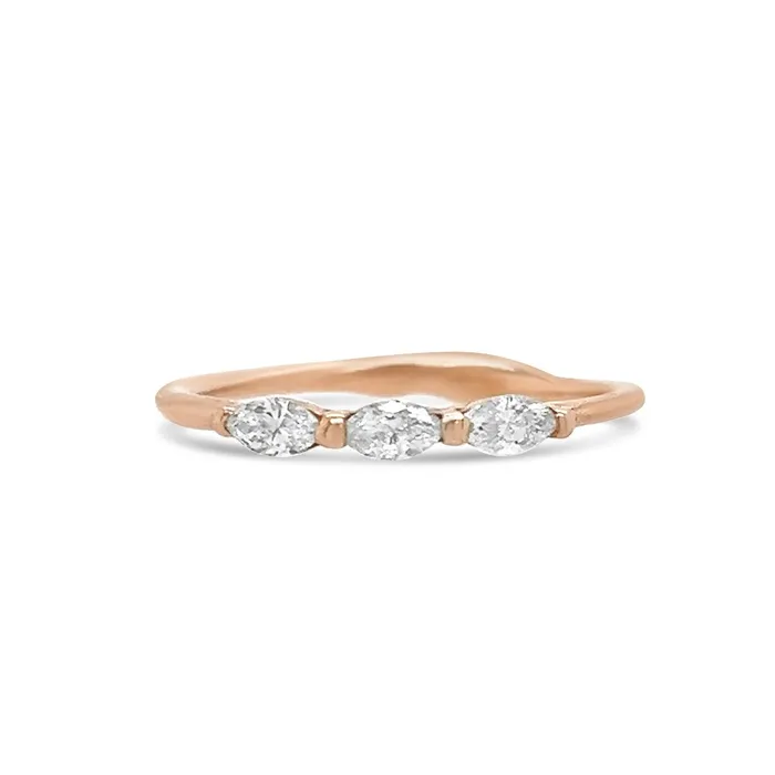 Marquis Diamond Trio Seagrass Band In 14k Gold Emily Amey Jewelry Rings