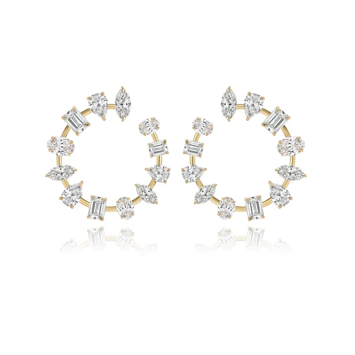 Medium Multi Shape Diamond Round Swirl Earrings Alev Collection Earrings