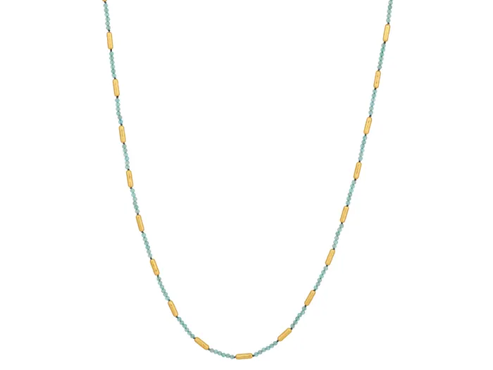 Necklaces GG GOLD NEW GURHAN Vertigo Gold Apatite Beaded Short Necklace Hammered Gold Tubes Necklaces GG GOLD NEW GURHAN Vertigo Gold Apatite Beaded Short Necklace Hammered Gold Tubes