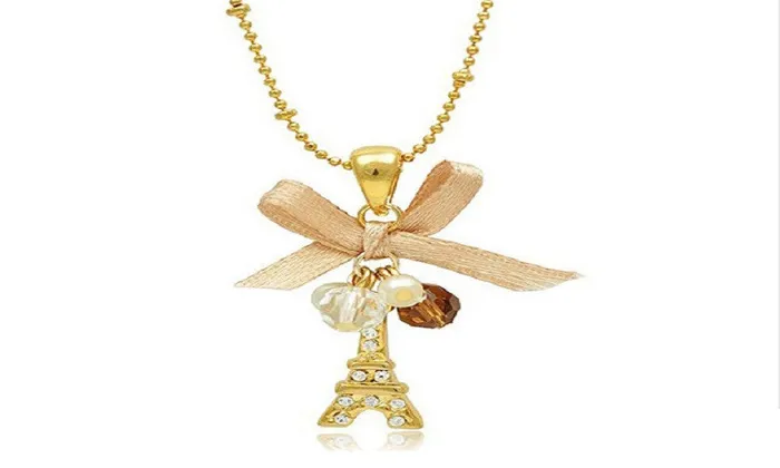 Necklaces Golden Plated Eiffel Tower Pendant Necklace sparklingselections