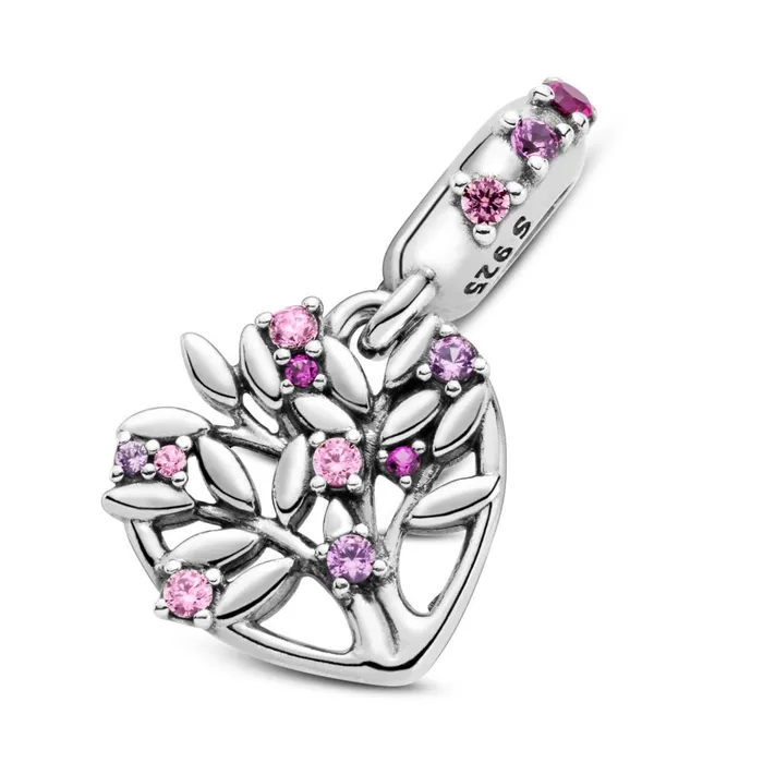 Necklaces Pandora Pandora Pink Heart Family Tree Dangle Charm