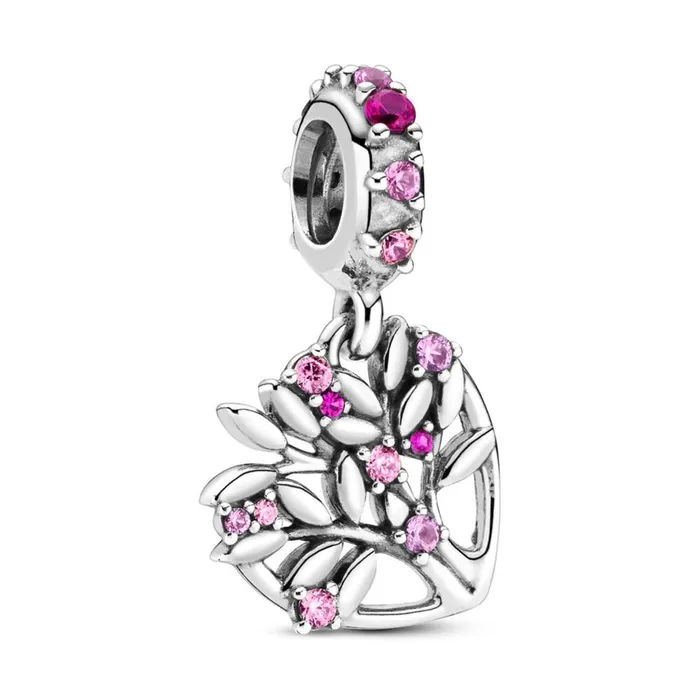 Necklaces Pandora Pandora Pink Heart Family Tree Dangle Charm Necklaces Pandora Pandora Pink Heart Family Tree Dangle Charm