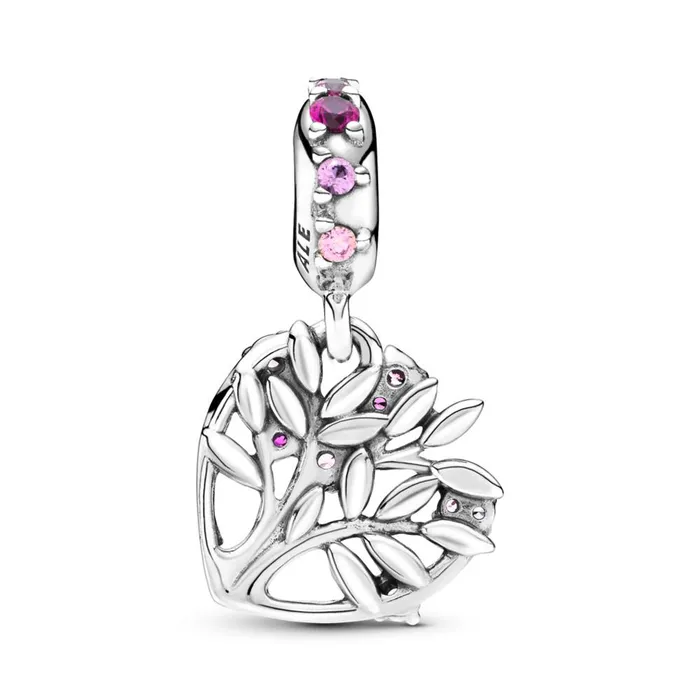 Necklaces Pandora Pandora Pink Heart Family Tree Dangle Charm Necklaces Pandora Pandora Pink Heart Family Tree Dangle Charm