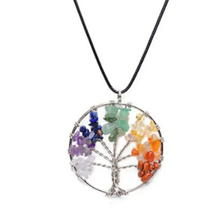 Necklaces sparklingselections Tree of Life 7 Chakra Stone Beads Natural Pendant Necklace for Women Necklaces sparklingselections Tree of Life 7 Chakra Stone Beads Natural Pendant Necklace for Women