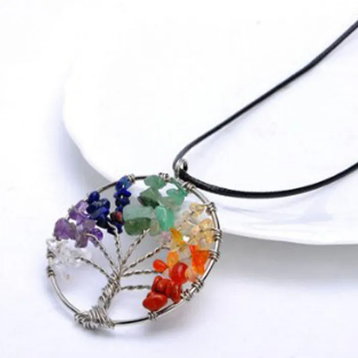 Necklaces sparklingselections Tree of Life 7 Chakra Stone Beads Natural Pendant Necklace for Women Necklaces sparklingselections Tree of Life 7 Chakra Stone Beads Natural Pendant Necklace for Women