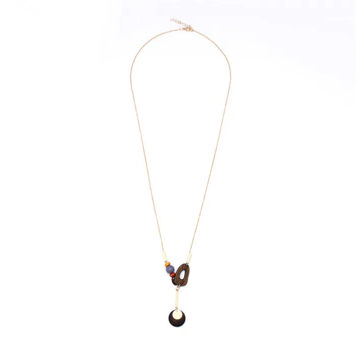 Necklaces sparklingselections Wood Geometric Candy Color Bead Long Necklace Pendant Necklaces sparklingselections Wood Geometric Candy Color Bead Long Necklace Pendant