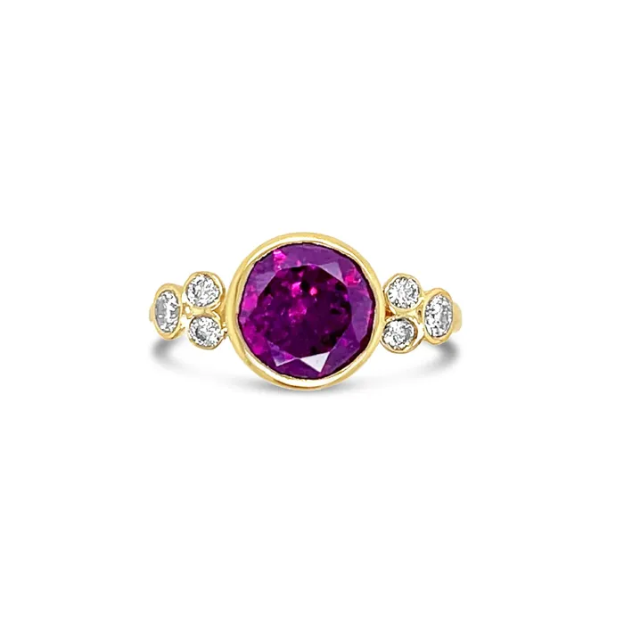 Rings Emily Amey Jewelry Rhodolite Garnet Ring with Diamonds in 14k gold