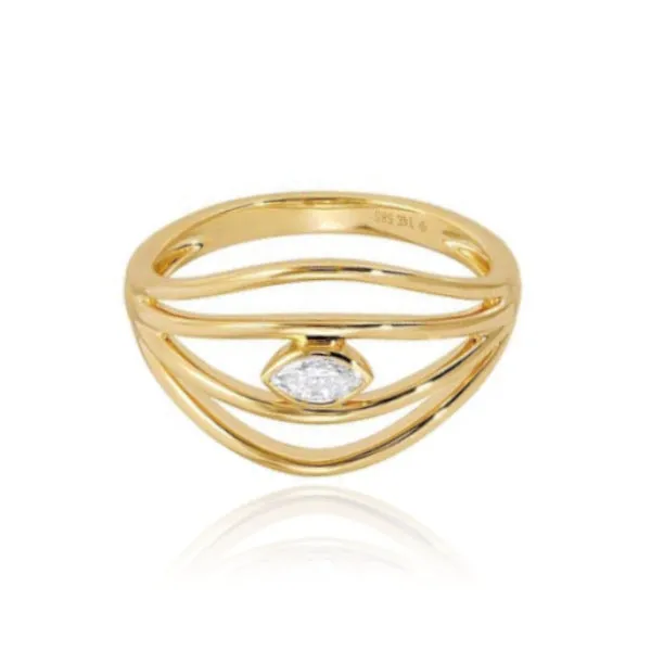 Rings Four Gold Row Marquise Center Diamond Ring Alev Jewelry