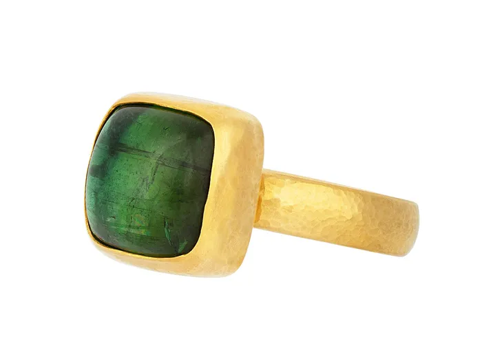 Rings GURHAN Rune Gold Tourmaline Cocktail Ring 12mm Square GG GOLD OOAK Rings GURHAN Rune Gold Tourmaline Cocktail Ring 12mm Square GG GOLD OOAK