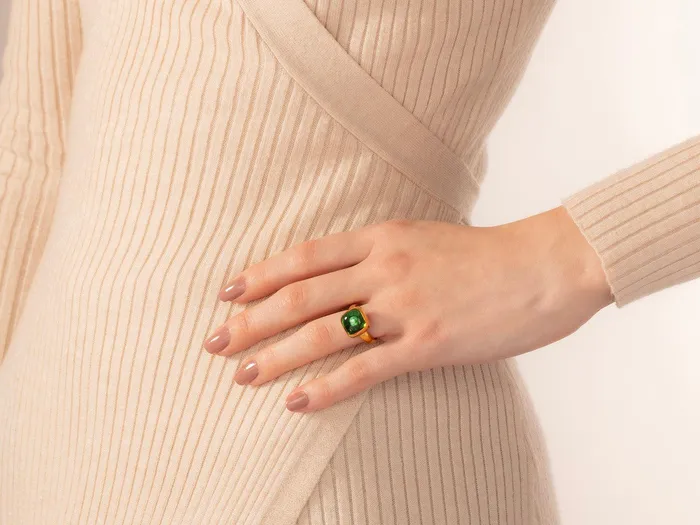 Rings GURHAN Rune Gold Tourmaline Cocktail Ring 12mm Square GG GOLD OOAK