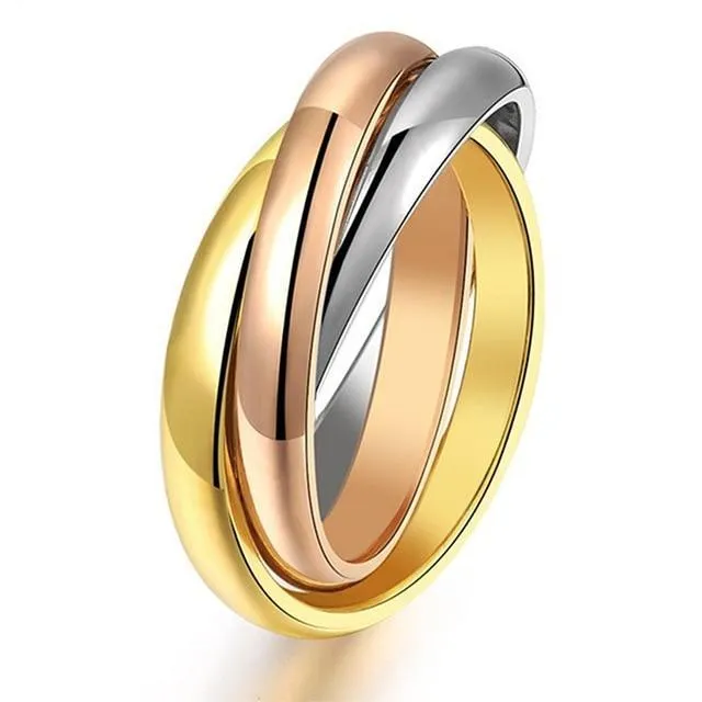 Rings New Stylish Rose Gold Colors 3 Circles Finger Ring sparklingselections