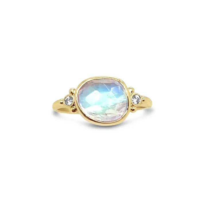 Rings Rainbow Moonstone With White Diamonds Ring in 14k gold Emily Amey Jewelry Rings Rainbow Moonstone With White Diamonds Ring in 14k gold Emily Amey Jewelry
