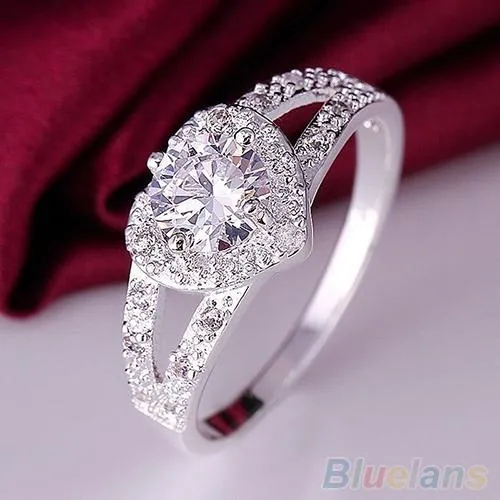 Rings sparklingselections Silver Plated Crystal Heart Shaped Love Wedding Ring Rings sparklingselections Silver Plated Crystal Heart Shaped Love Wedding Ring