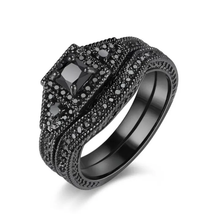 Rings Special Black Gun Plated Ring For Women sparklingselections
