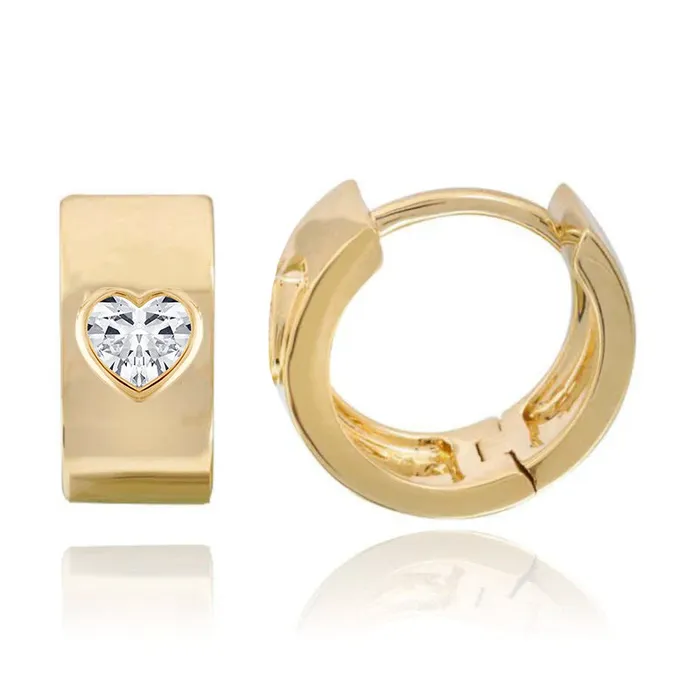 Solitaire Diamond Thick Gold Huggies Alev Collection PreStyled Sets