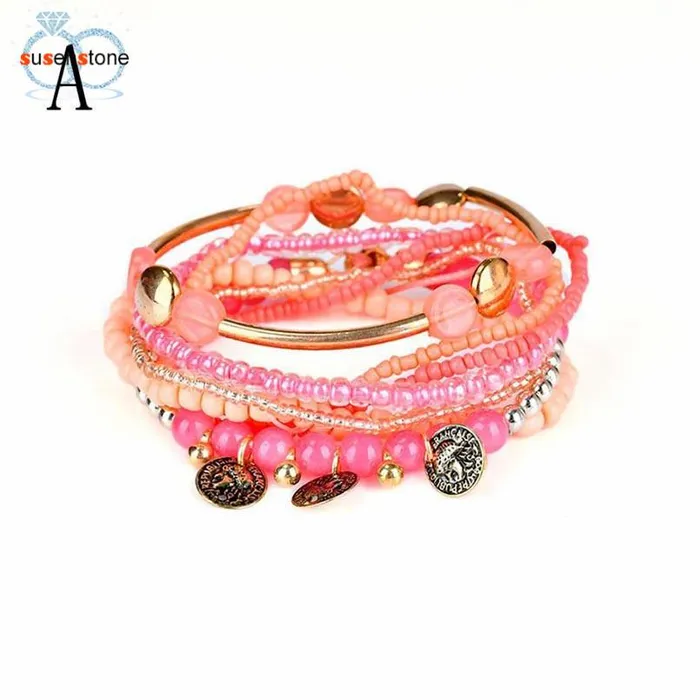 sparklingselections Bracelets Stretch Acrylic Beaded Bohemian Lady Bracelet Bangle sparklingselections Bracelets Stretch Acrylic Beaded Bohemian Lady Bracelet Bangle