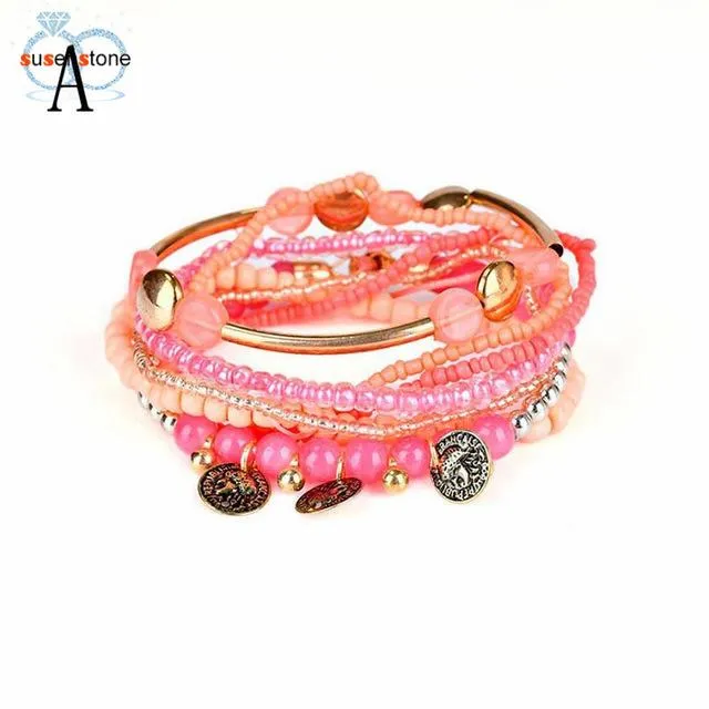 sparklingselections Bracelets Stretch Acrylic Beaded Bohemian Lady Bracelet Bangle sparklingselections Bracelets Stretch Acrylic Beaded Bohemian Lady Bracelet Bangle