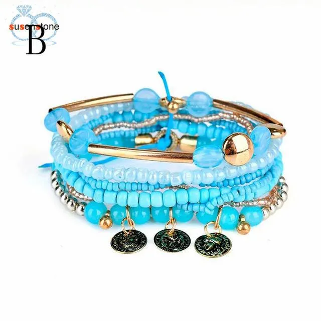 sparklingselections Bracelets Stretch Acrylic Beaded Bohemian Lady Bracelet Bangle sparklingselections Bracelets Stretch Acrylic Beaded Bohemian Lady Bracelet Bangle