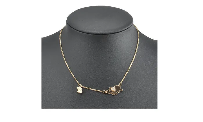 sparklingselections Crystal Double Elephant Chain Pendant Necklaces Necklaces sparklingselections Crystal Double Elephant Chain Pendant Necklaces Necklaces