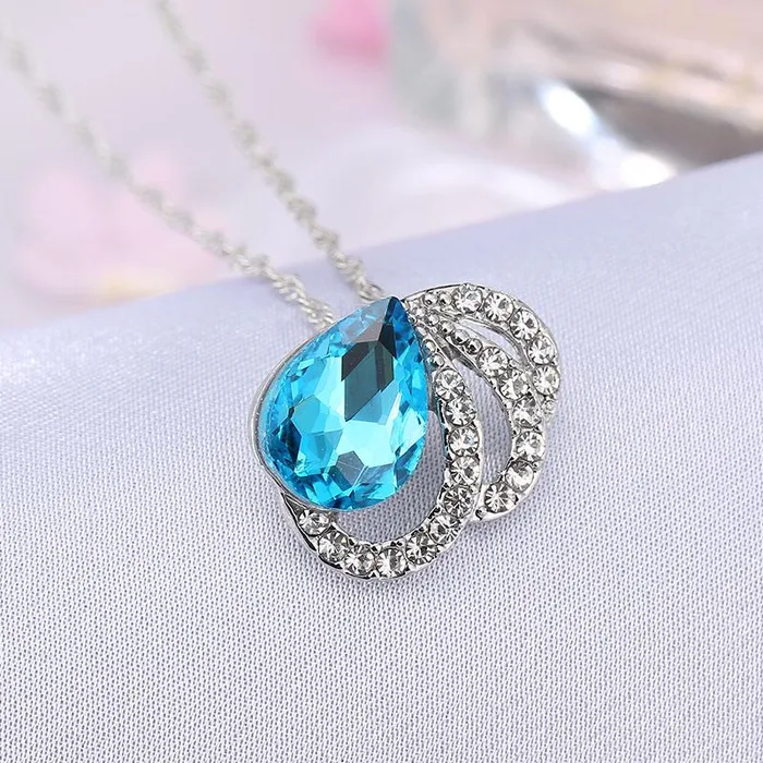 sparklingselections Earrings Silver Plated Crystal Water Drop Pendants Necklaces sparklingselections Earrings Silver Plated Crystal Water Drop Pendants Necklaces