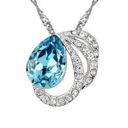 sparklingselections Earrings Silver Plated Crystal Water Drop Pendants Necklaces