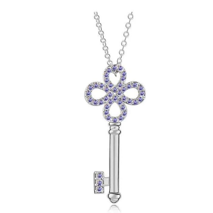 sparklingselections Fashion Flower Key Pendants Necklace Necklaces