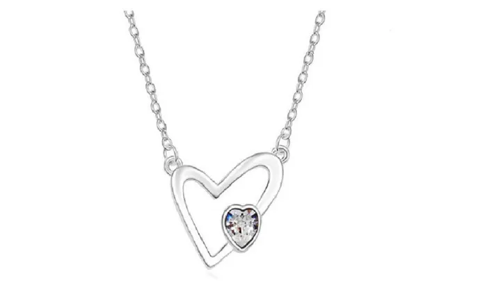 sparklingselections Necklaces Double Heart Shape Austrian Crystal Pendant Necklace sparklingselections Necklaces Double Heart Shape Austrian Crystal Pendant Necklace
