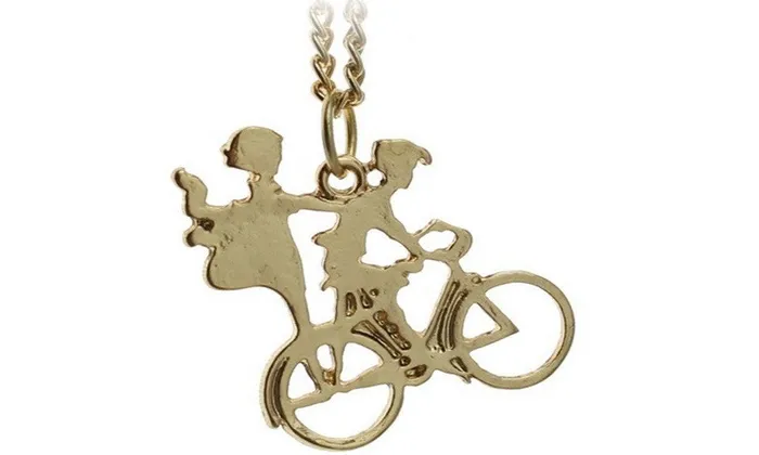 sparklingselections Necklaces Fashion Gold Plated Cute Lovers Ride On Bike Pendant Necklace