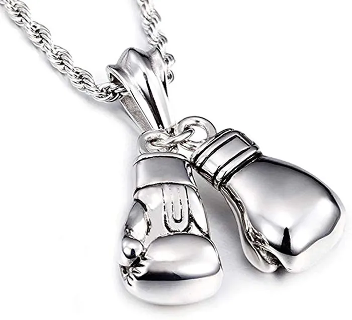 sparklingselections Necklaces New Stainless Steel Chain Pair Boxing Gloves Pendant Necklace 316L Punk Men Gym College Necklace sparklingselections Necklaces New Stainless Steel Chain Pair Boxing Gloves Pendant Necklace 316L Punk Men Gym College Necklace