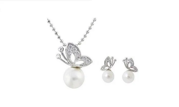 sparklingselections Necklaces Pearl Necklace Jewelry Sets