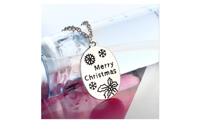 sparklingselections Necklaces Snowflake Heart Silver Plated Merry Christmas Pendant Necklace sparklingselections Necklaces Snowflake Heart Silver Plated Merry Christmas Pendant Necklace