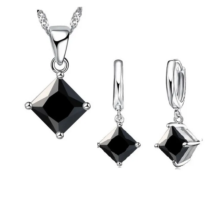 sparklingselections Necklaces Women Beautiful Square Shape Crystal Necklace Set sparklingselections Necklaces Women Beautiful Square Shape Crystal Necklace Set